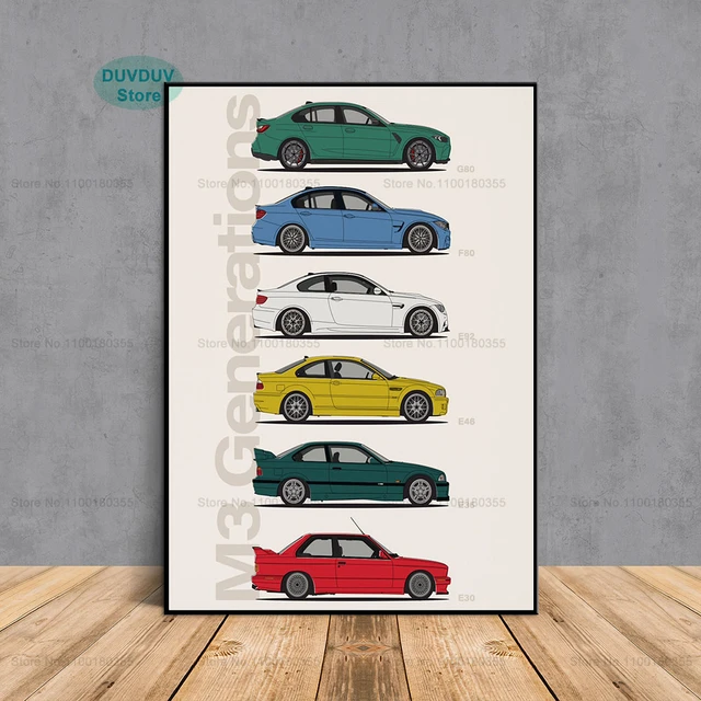 Art Poster and Canvas of BMW M3 Evolution Generation Car Automobile