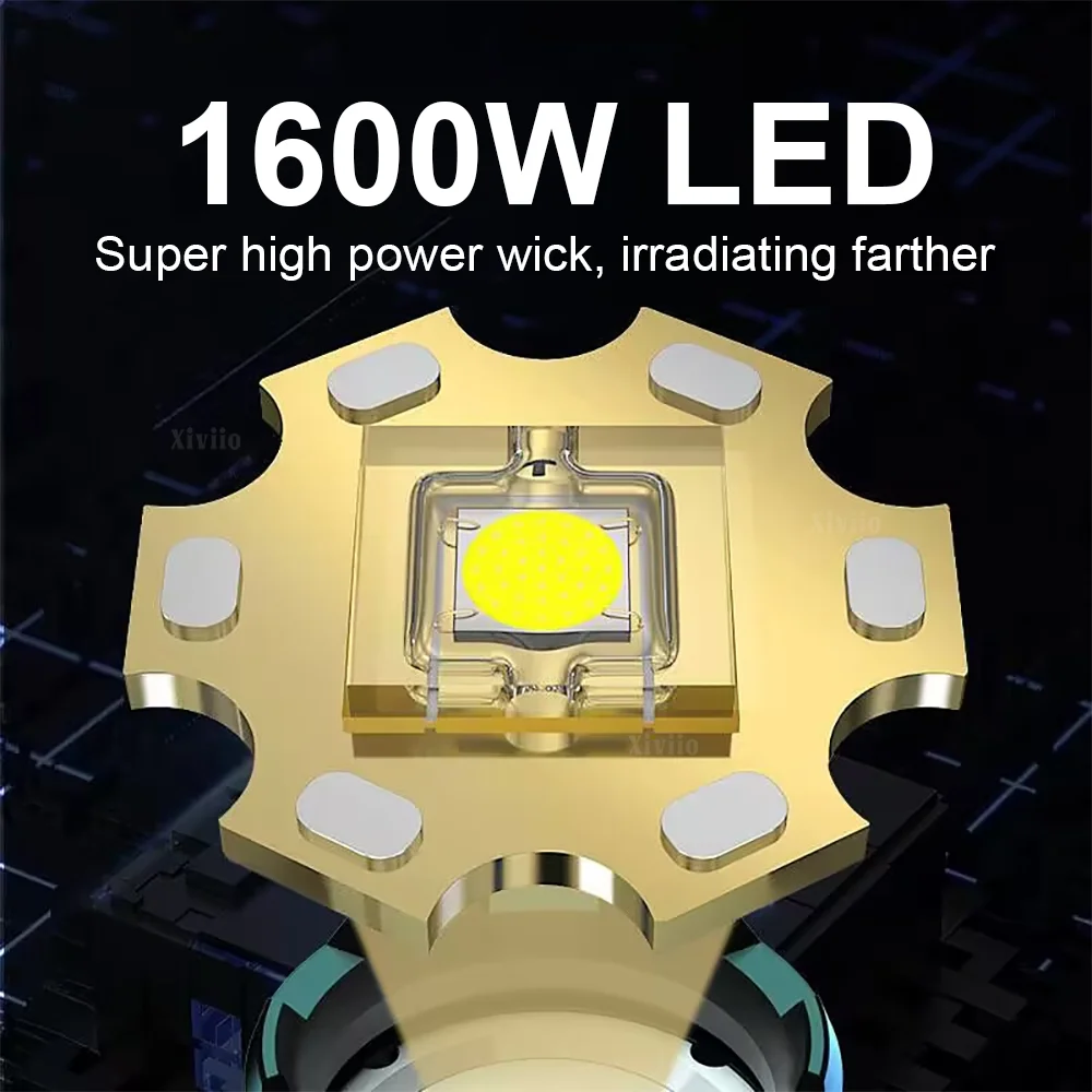 990000000LM 슈퍼 브라이트 LED 헤드라이트 1600W 고출력 헤드 토치 충전식 헤드램프 IPX6 방수 헤드 랜턴