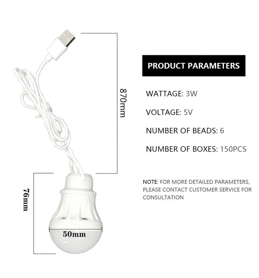 Camping light 5V 3W USB Emergency Bulb Hanging Tent Light Barbecue Fishing Repair Outdoor Portable