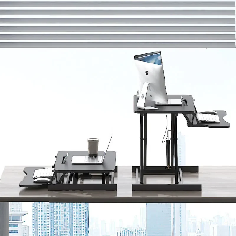 Height Adjustable Folding Standing Computer Desk with Keyboard Tray for Home Office Gaming Lift Laptop Table Stand Workbench