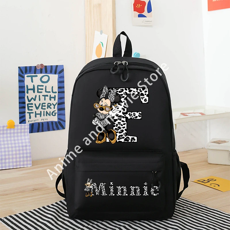 Minnie Mouse Disney Girls Boys Cartoon Backpack Anime Knapsack Breathable Student Schoolbag Wear Resistant Canvas Bag Kids Gifts 6