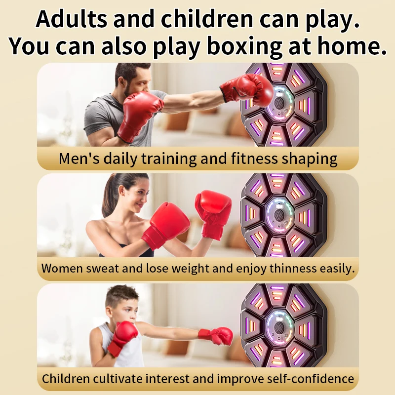 Music Boxing Toys New Smart Music Boxing Machine Bluetooth Wall Mounted Music Boxing Trainer Gym Home Electronic Target Punching Equipment