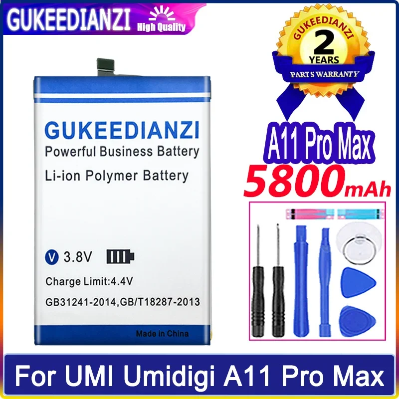 

GUKEEDIANZI Battery 5800mAh For UMI Umidigi A11 Pro Max Mobile Phone Bateria