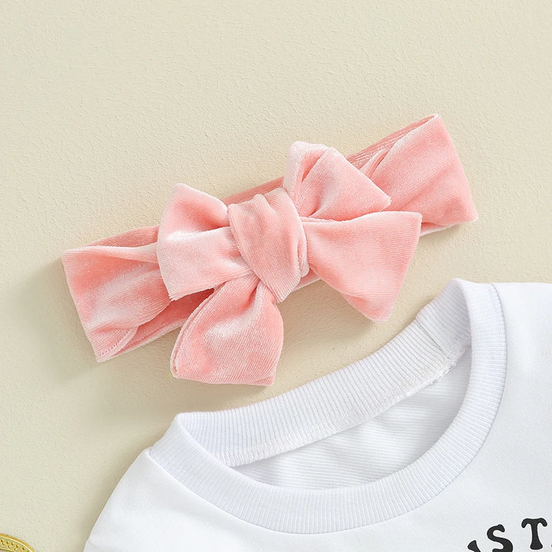 

Infant Kids Baby Girls 3Pcs Christmas Outfits Long Sleeve Sweatshirt Velvet Pants Headband Set Toddler Clothes