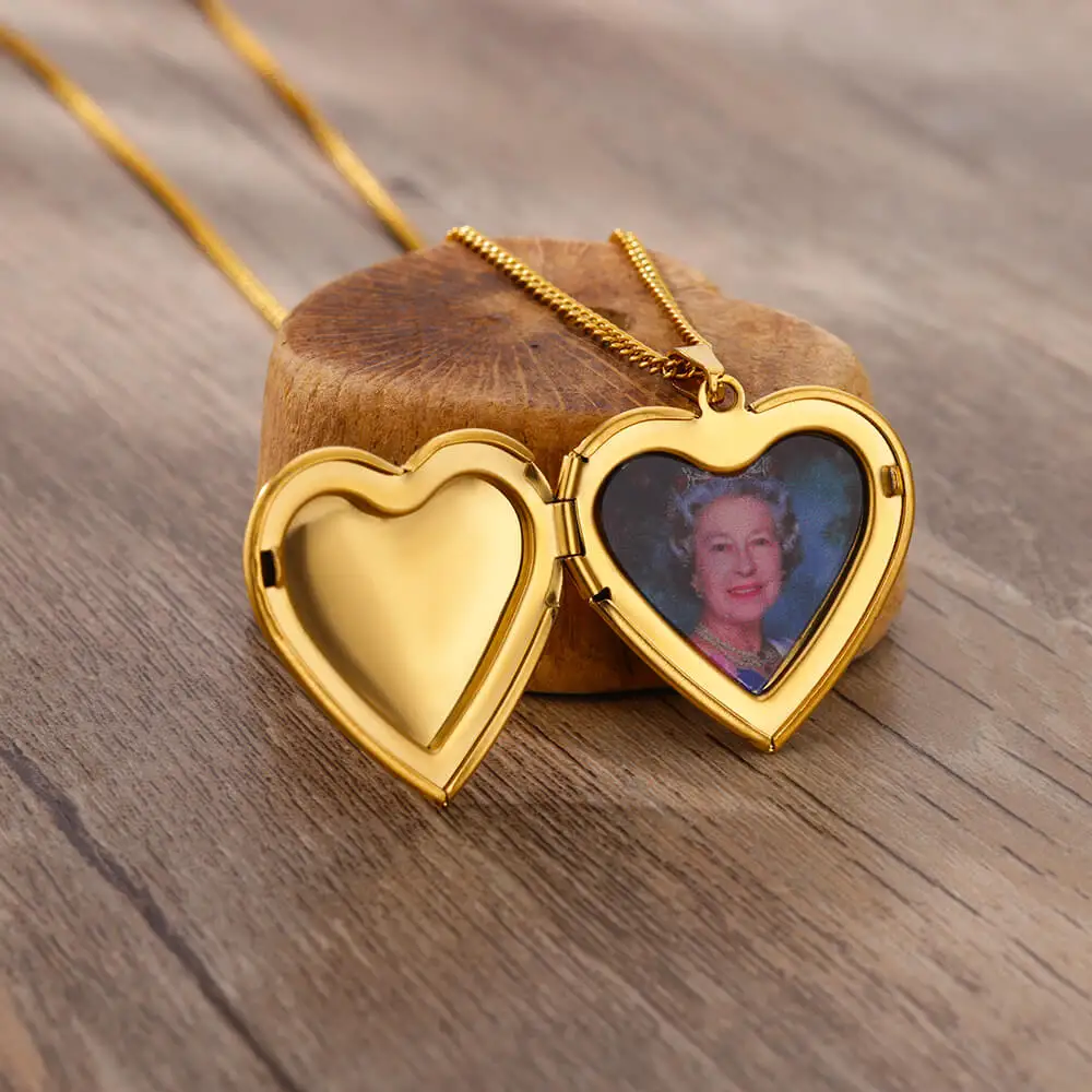 Custom Heart Picture Necklace Jewelry Stainless Steel Gold Color Family Friends Photo Pendant Necklace Women Girl Best Gifts