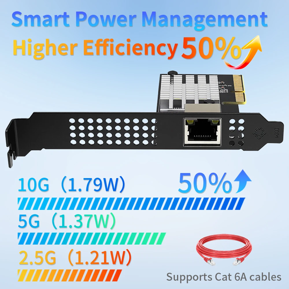 Lekuo PCIe 3.0 X4 - 1포트 10G 이더넷 네트워크 카드 Realtek8127(PXE)용 10Gbps RJ45 Lan 카드, 멀티 기가비트 네트워크 속도 지원
