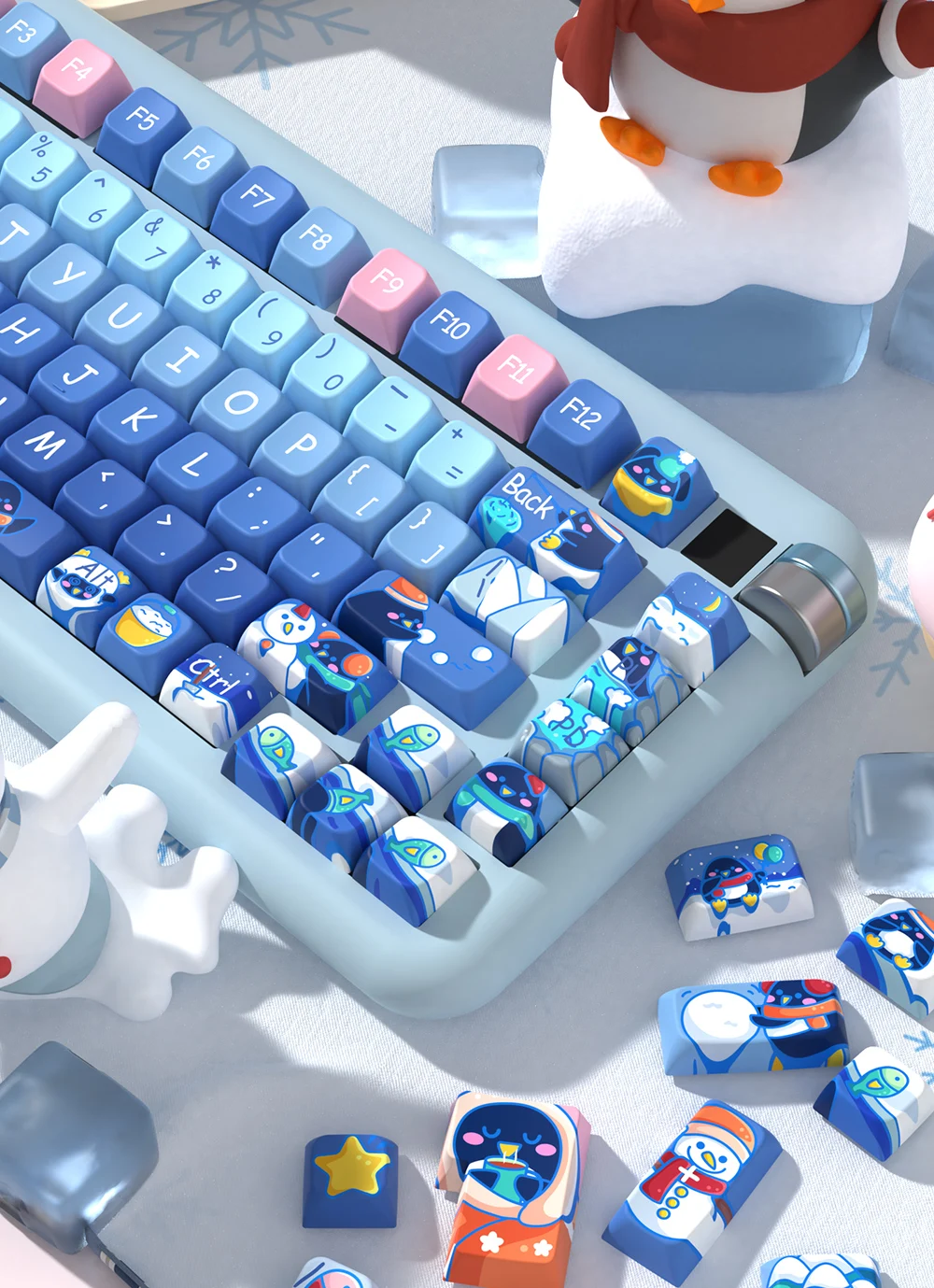 Kawaii MDA Profile Ice Penguin Winter Theme Keycaps (158 Keys)