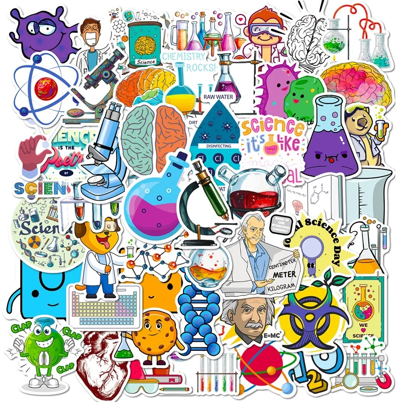 

10/30/50PCS Cartoon Experiment PVC Sticker Aesthetic Decoration Scrapbooking Stationery Hand Accounting School Supplies for Kids