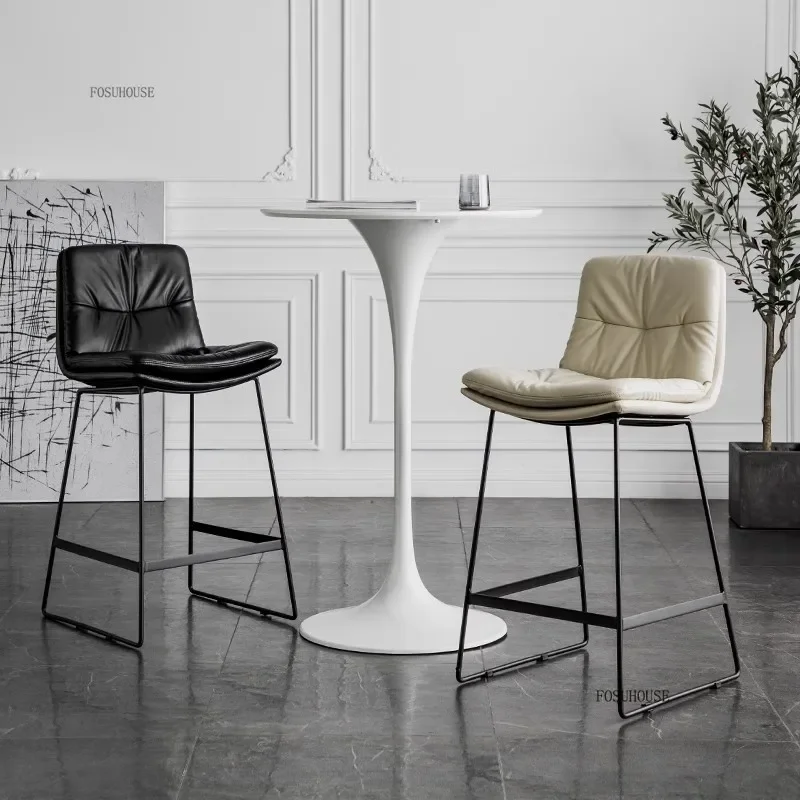 Nordic Metal Bar Chairs for Bars Waterproof Back Thick Cushion High Stool Light Luxury Simple Household Bar Chair for Cafe
