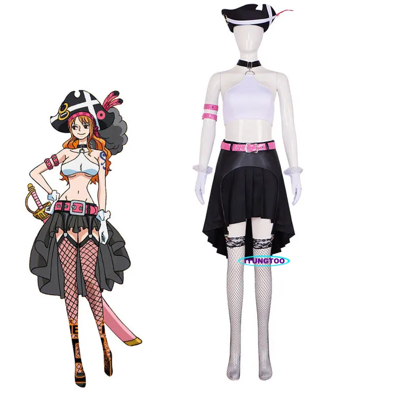 

Anime OnePiece Film Red Nami Cosplay Costume Theater Edition Combat Uniform Skirt Halloween Carnival Costumes
