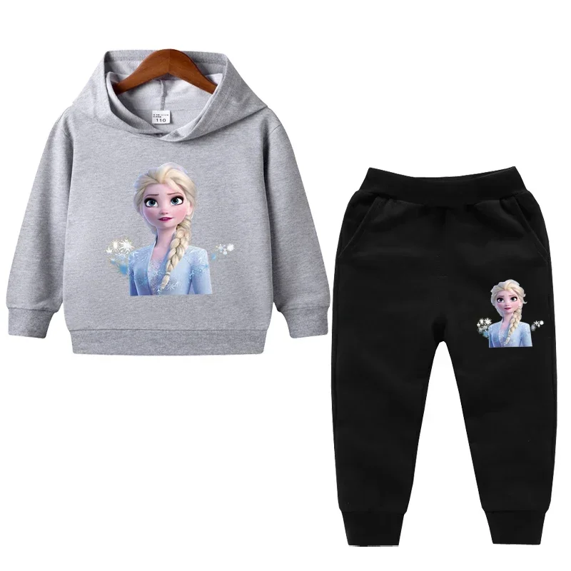thumbnail image 1 of Ropa de primavera para niños, suéter de manga larga con capucha y pantalón de Frozen Elsa para niñas, conjuntos de 2 piezas, ropa para niñas pequeñas, 1 of 5