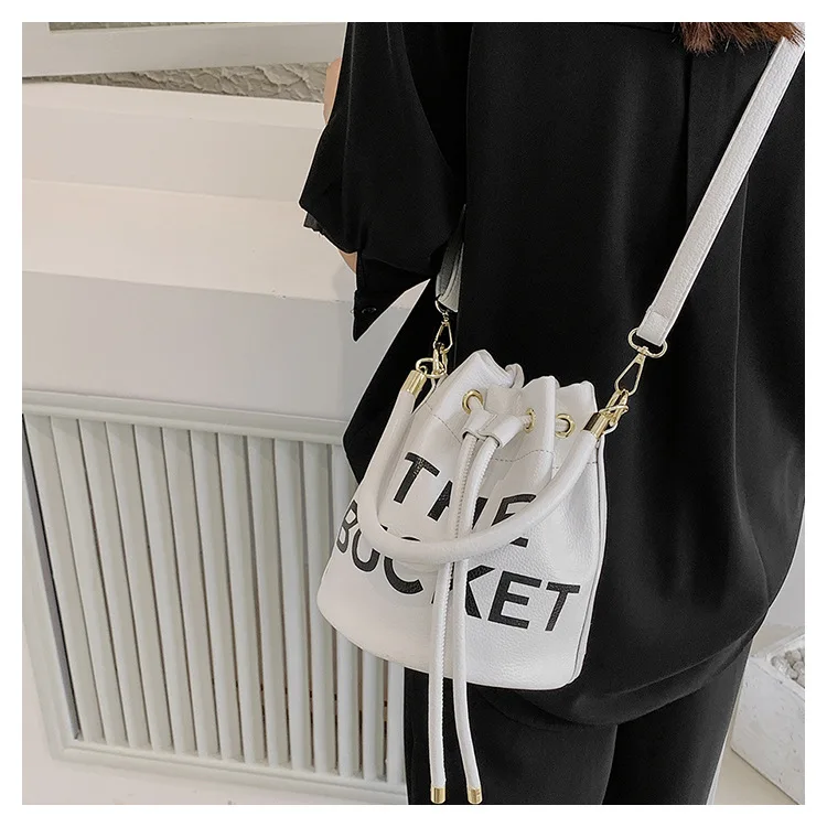 Spring New Fashion Letter PU Leather Bucket Bag - Fashion Styling 2