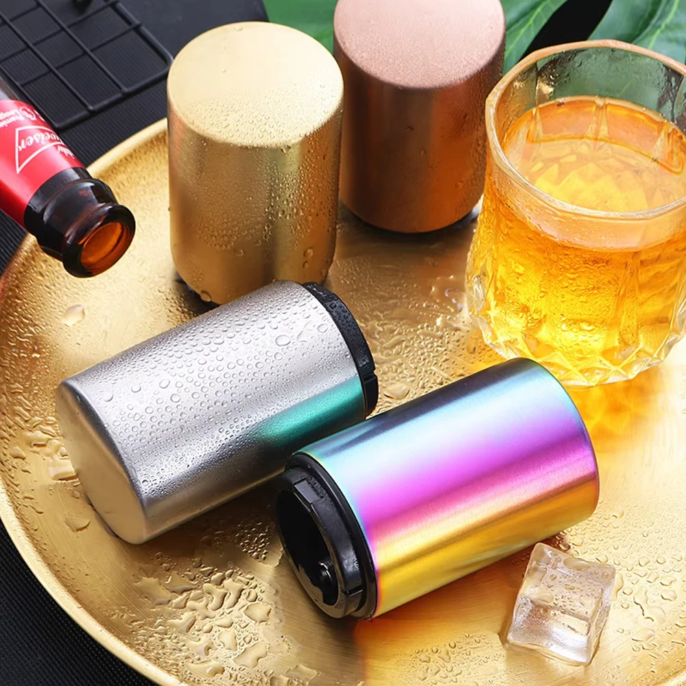 Magnetic Bottle Opener Stainless Steel Automatic Beer Bottle Opener Push-Pull Bottle lid Lifter Open Beer Bottle in Half