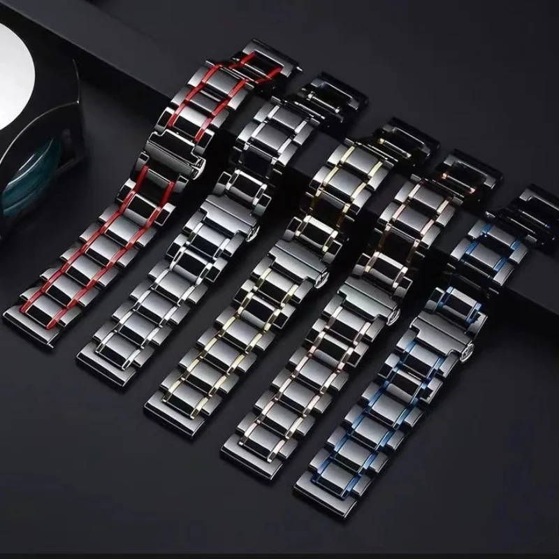 Premium 22mm Ceramic Bracelet - Elegant Metal Link Strap