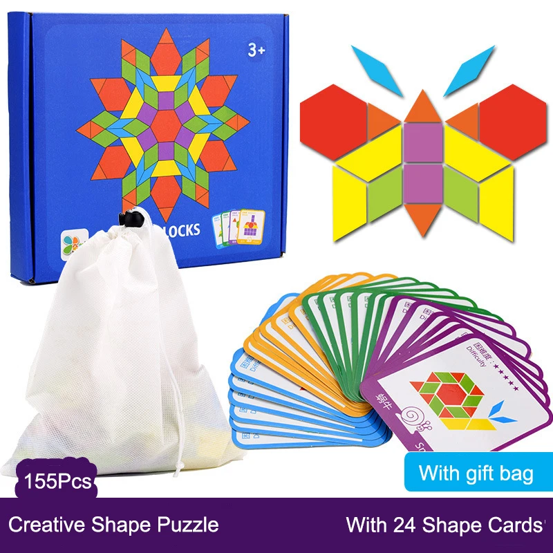 Colorful Montessori Educational Wooden Jigsaw Puzzle Set - 155 Piece Children's Toy Kit