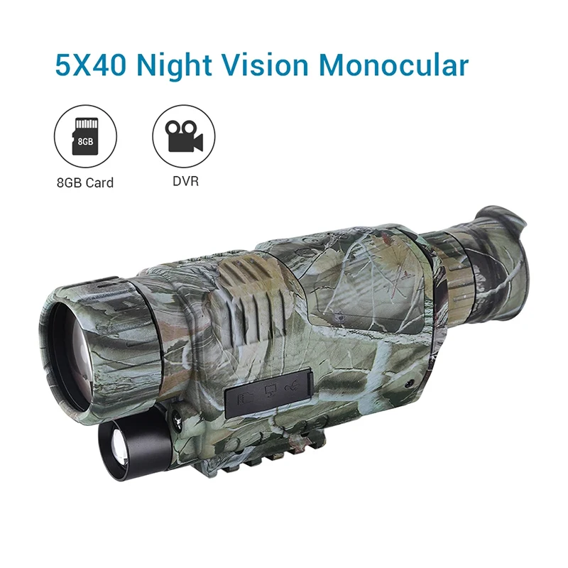 Monocular Night Vision Scope Video DVR Photo 5x40 Zoom IR Infrared Digital-8GB P 