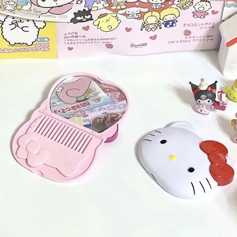

Kawaii Sanrio Расческа для макияжа зеркало мультфильм Hello Kitty Новые Девушки складное портативное Косметическое Зеркало Набор милый аниме девочка подарок на день рождения