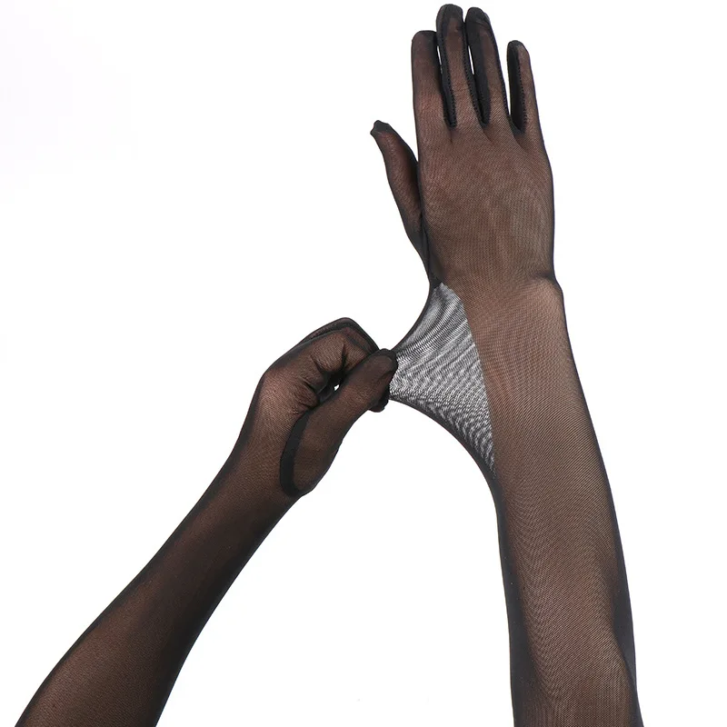 55cm Lange Sexy Transparente Netz-Handschuhe mit Glitzernden Totenkopf-Verzierungen für Damen, Modische Handschuhe für Musikfestivals, Partys, Opern und Bühnenauftritte – Detail 7