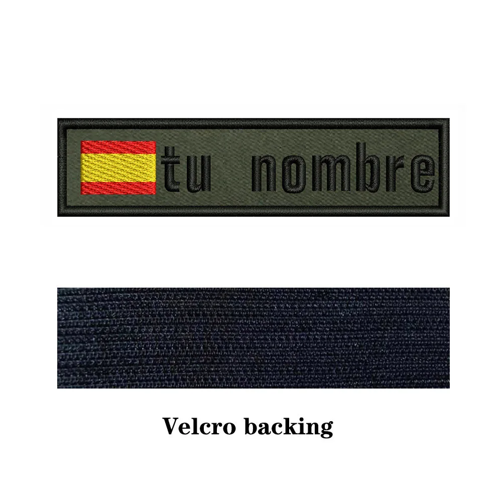 Army Green Background National Flags 10X2.5cm Embroidery Custom Name Text Patch Stripes Badge Iron On Or Velcros Patches 