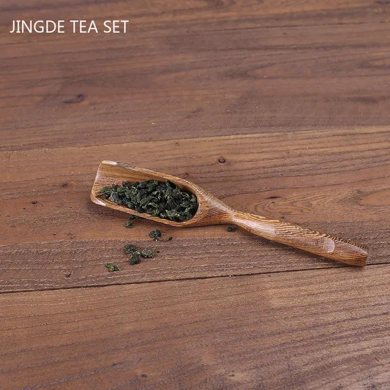 1pc Exquisite Bamboo Wooden Scoops Black Sandalwood Flower Pear Chicken Wing Tea Spoon Customized Chinese Tea Accessories