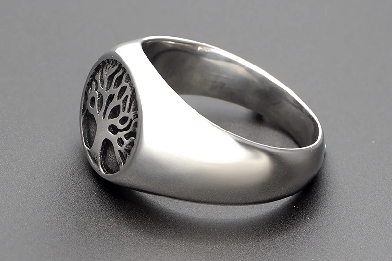 Free Shipping Punk 316L Stainless Steel Tree of Life Signet Ring Classic Men's Viking Amulet Rings Nordic Jewelry