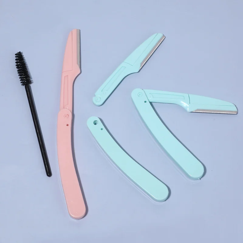 6Pcs Eyebrow Repair Tool Set Scraping Eyebrow Knife Eyelash Dual-use Brush Portable Makeup Tools
