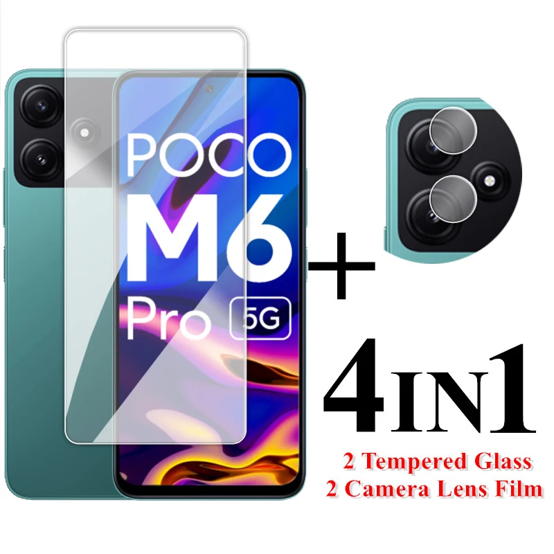 

Стекло для POCO M6 Pro для POCO M6 Pro, закаленное стекло, 6,6 дюйма, полная проклейка, прозрачная Защита экрана для POCO M3 M4 M5 M5s M6 Pro, пленка