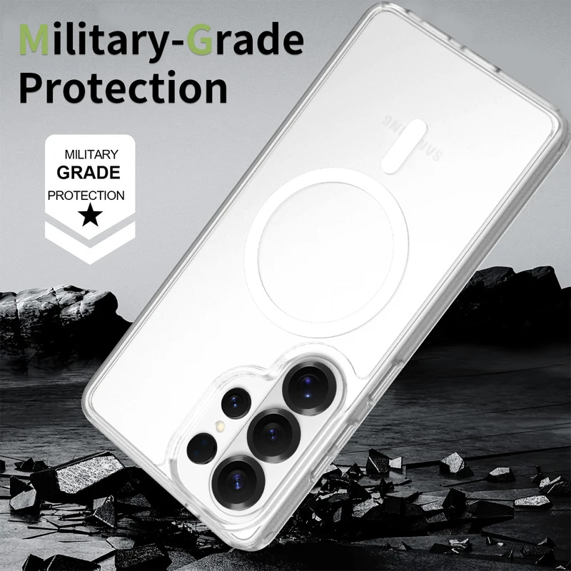 Magnetic Attraction Shockproof Matte Phone Case - Semi-Transparent, Skin Feel, Hard PC Back Cover