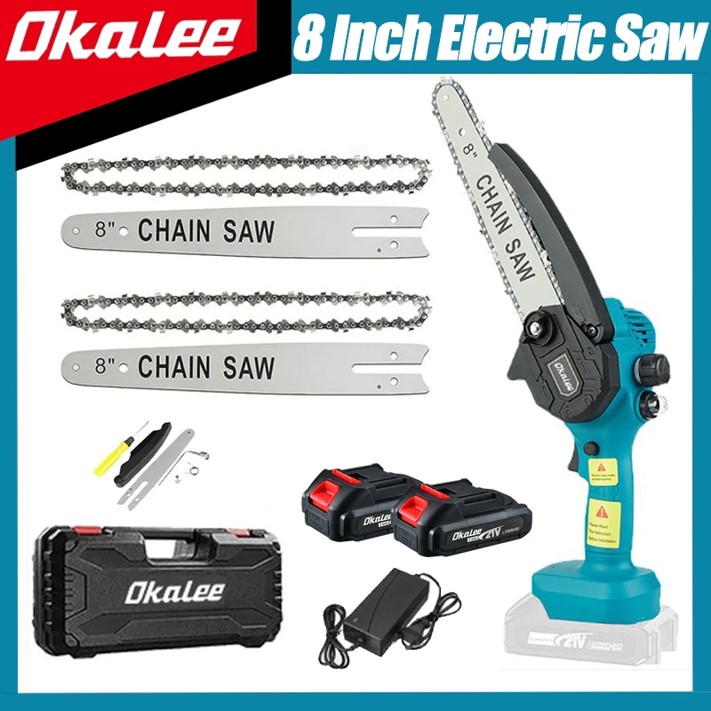 

Okalee Electric Saw 8 Inch Digital Display Wiredless Rechargeable Prunning Chainsaw Brushless Power Tool For Makita 18VBattery