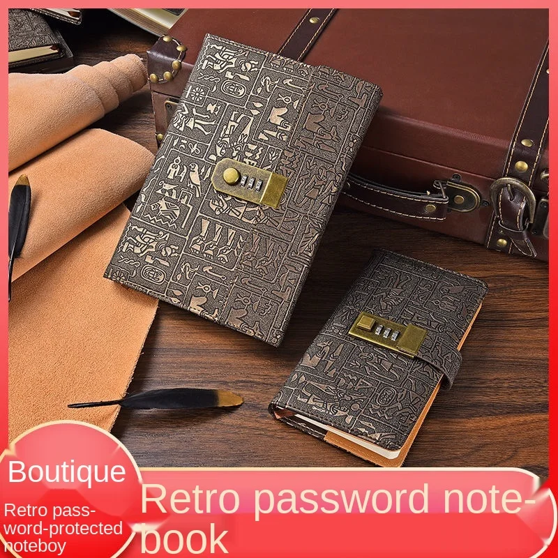 

A5 A6 B5 Password Book Thickened Diary With Lock European Retro Notebook Simple Hand Account Notepad Office Supplies 200 Pages
