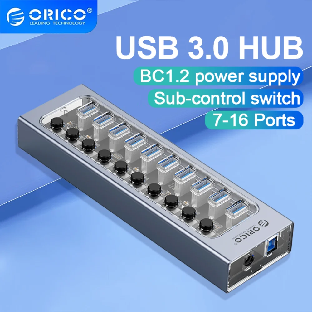 

ORICO Usb Hub 5Gbps Usb 3.0 HUB with QC Fast Charger 7 Port Usb Extender Adapter for Computer Accessories ORICO Official Store