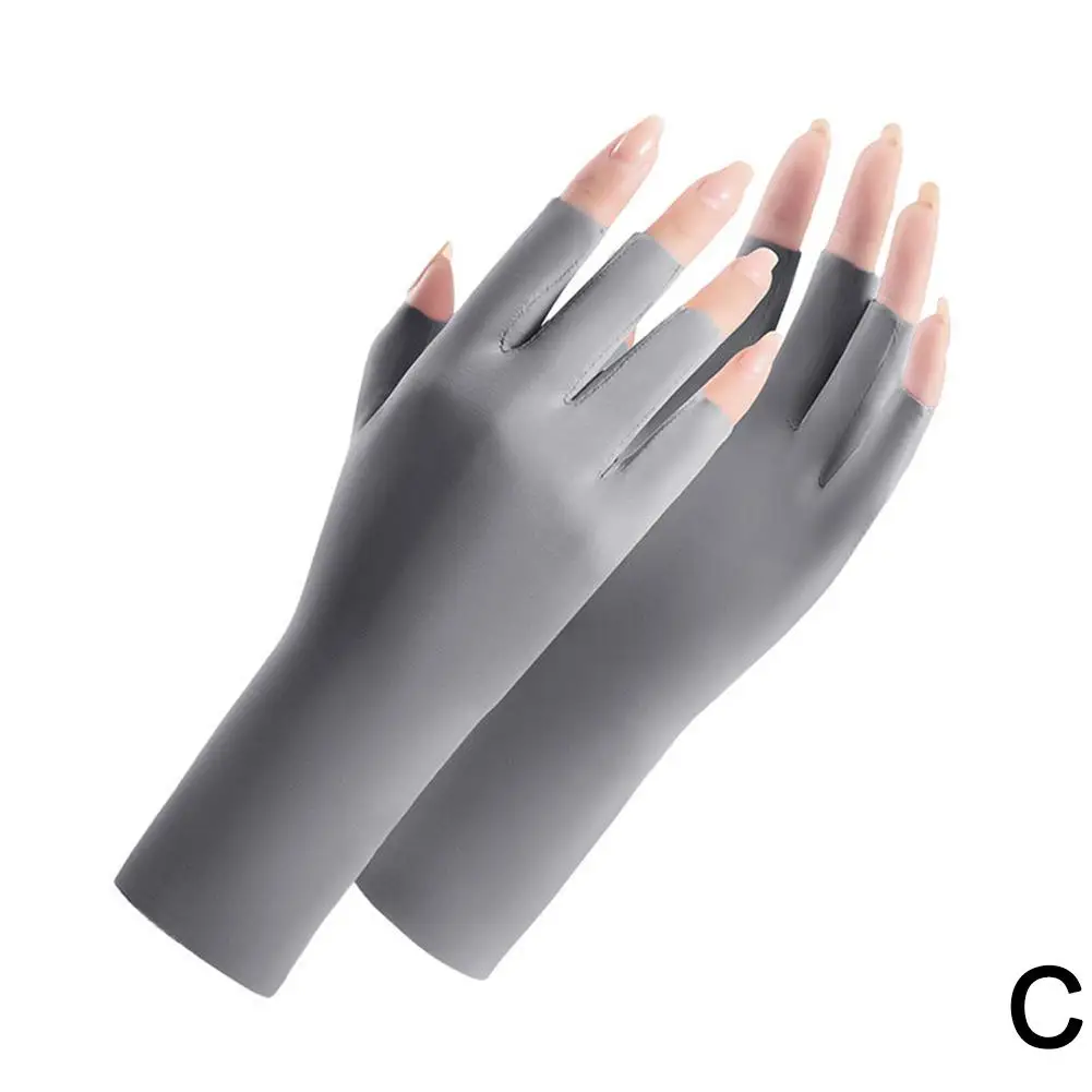 MOPZIJA Gants Anti-UV à Doigts Ouverts Pour Femmes - Soie De Glace Confortable, Protection Solaire Idéale Conduite & Outdoor - Rose