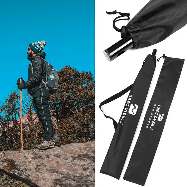 Black Waterproof Alpenstock Storage Bag Hiking Travel Walking Sticks Holder Trekking Pole Oxford Package Bag