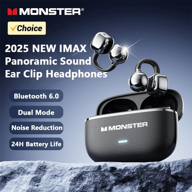 Monster MQT65 OWS Bluetooth 6.0 Earphones HiFi Sound Quality HD Call Wireless Headphones Ear Clip Noise Canceling Sports Earbuds