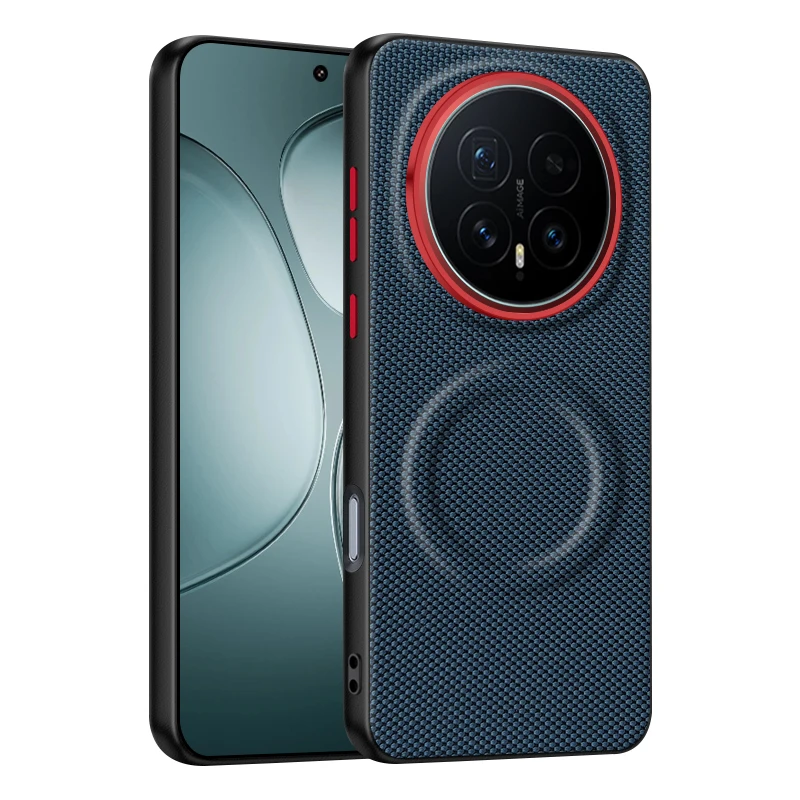Luxury ELVEV Magnetic Weave PU Leather Anti-fall Case with Wireless Charging