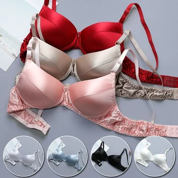 100% Mulberry Silk Push Up Bra Satin Ultra-thin Breathable Women Girls Sexy Brassiere Smooth Real Silk Female Lingerie Top Bra 1