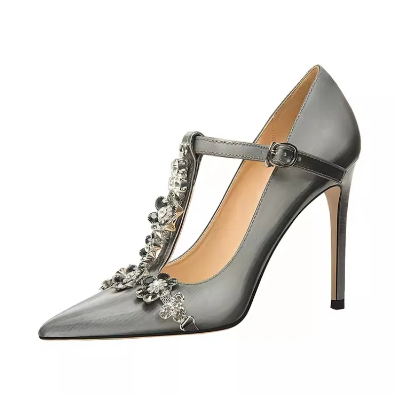 

Туфли женские с острым носком, тонкий высокий каблук, шпилька, ремешок, вечернее платье, большие и маленькие, весна-лето