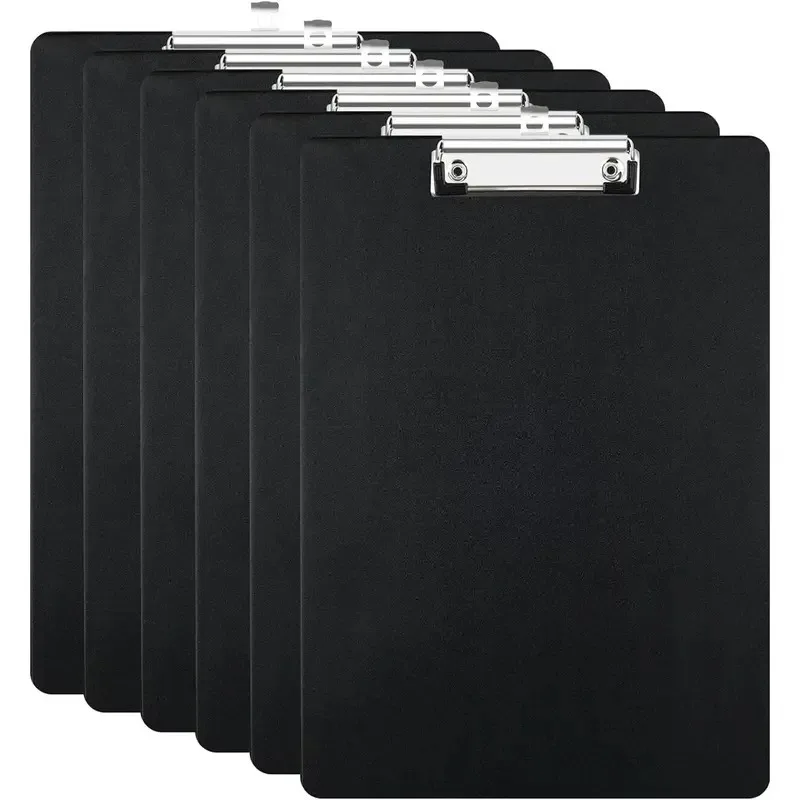 5-Pack Black A4 Clipboards with Low Profile Clip and Hanging Hole