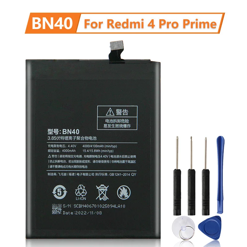 

Replacement Battery For Xiaomi Redmi 4 Pro Prime 3G RAM 32G ROM Edition Redrice 4 Hongmi 4 BN40 Rechargeable 4100mAh