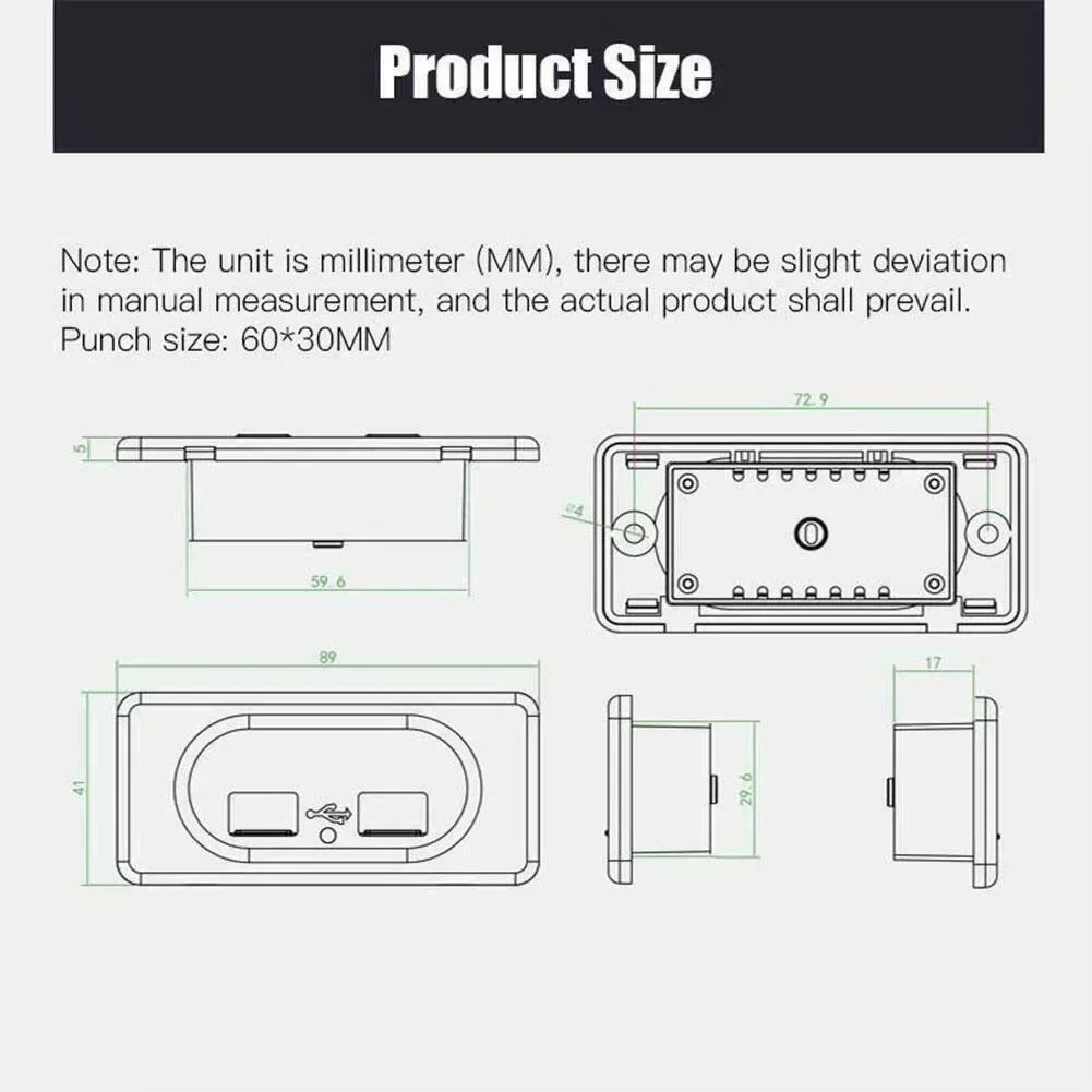 Camper Charging Socket For RV Bus Motorhome 12/24V PD+QC3.0 Dual Ports Fast Charger Plug Dustproof Power Outlet Accessories