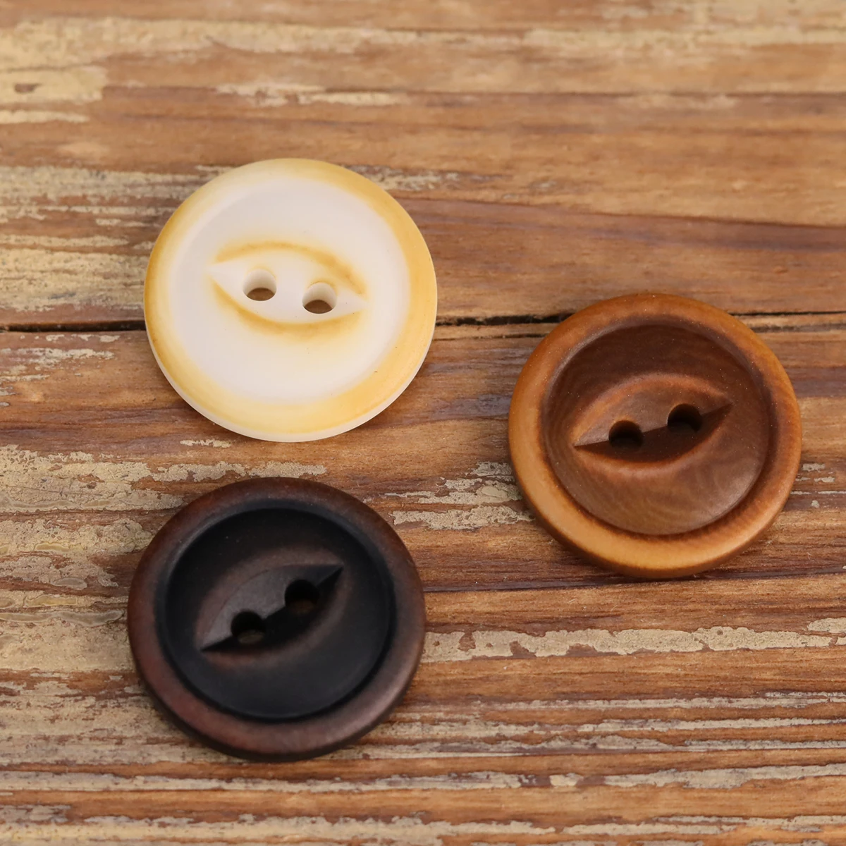 6pcs Matte 2025 New Corozo Buttons Reddish Brown White Black Scorched Fish Eye Sewing A 3
