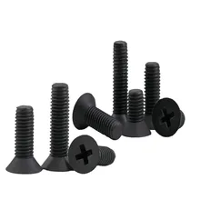 

25-100pcs Nylon Black Flat Head Machine Screw Countersunk Plastic Phillips Cross Recessed Head Metric Bolts M2.5 M3 M4 M5 M6 M8