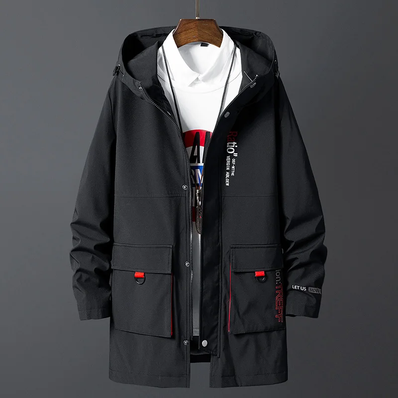 Korea Fashion Oversize 7XL 8XL Casual Men's Windbreaker Jackets Long Trench Coat For Spring Autumn Winter