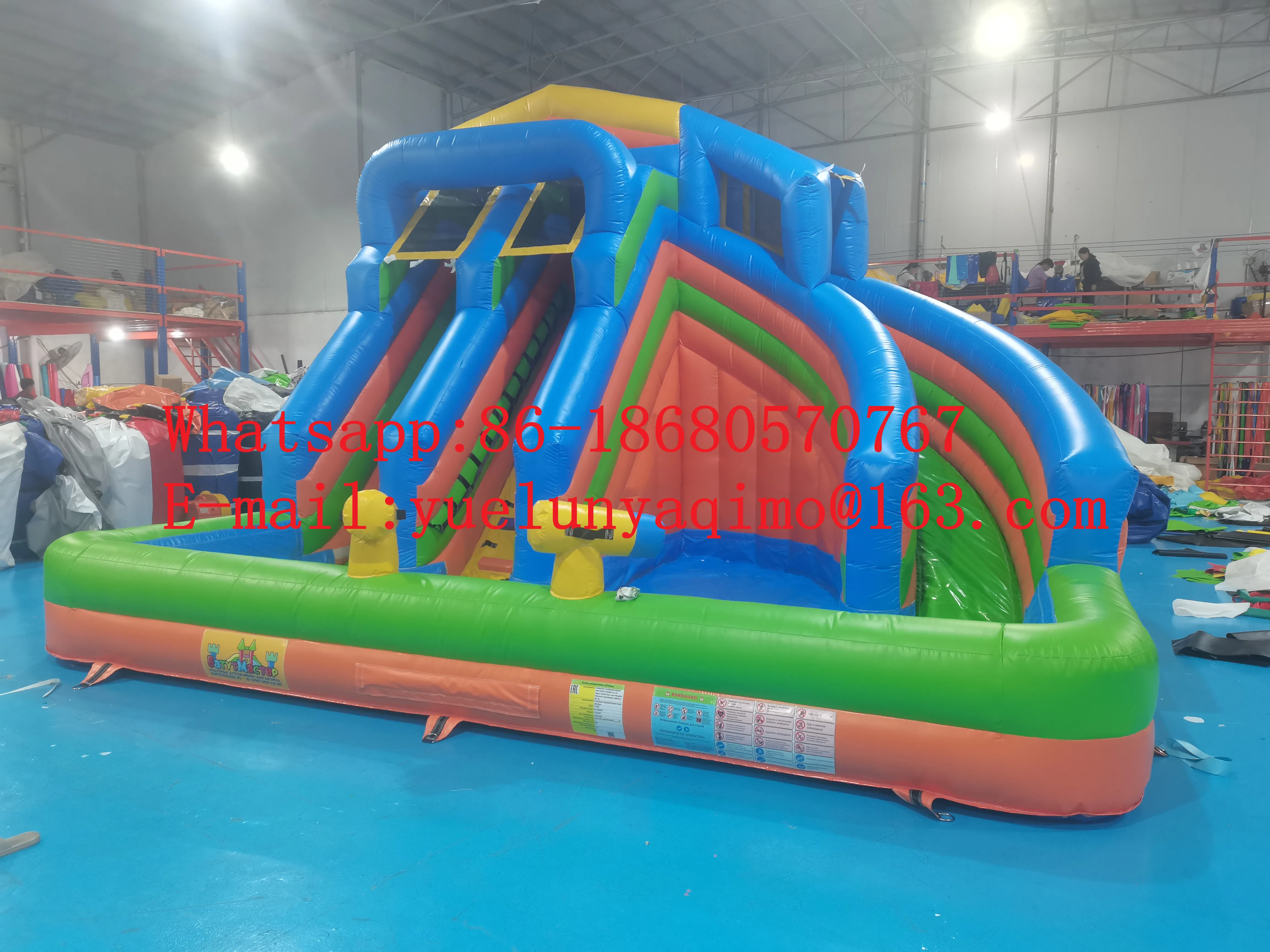 

Commercial Hot Sale Outdoor Three Lanes Inflatable Castle Water Slide Combination YLY-016