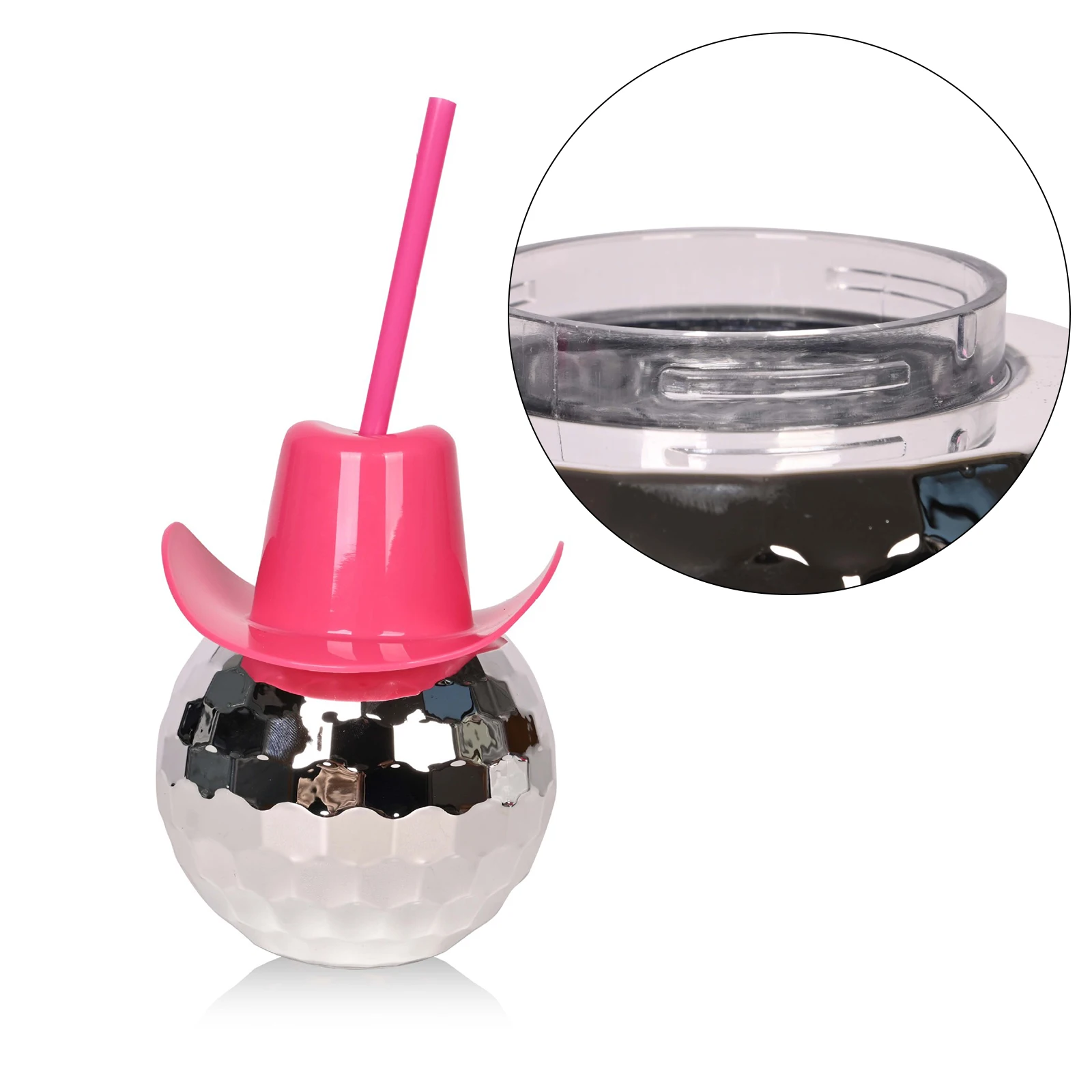 600ml Unique Disco Ball Cups Cowboy Disco Ball Cup With Straws Cocktail Cup  Bh