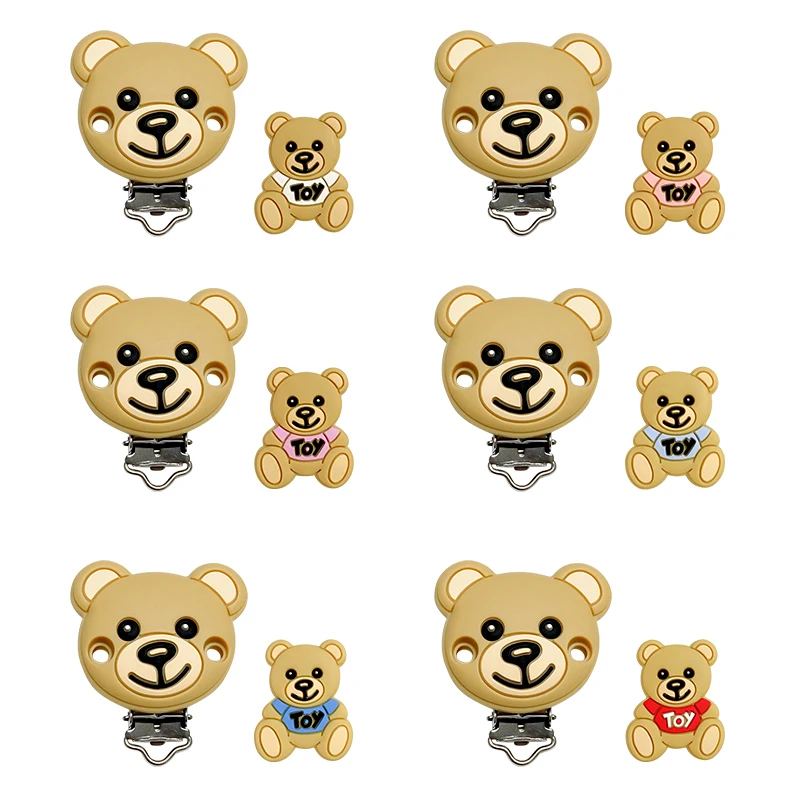 Toy bear silicone pacifier clip, 1set, chain holder, soother nursing clips, BPA free accessories
