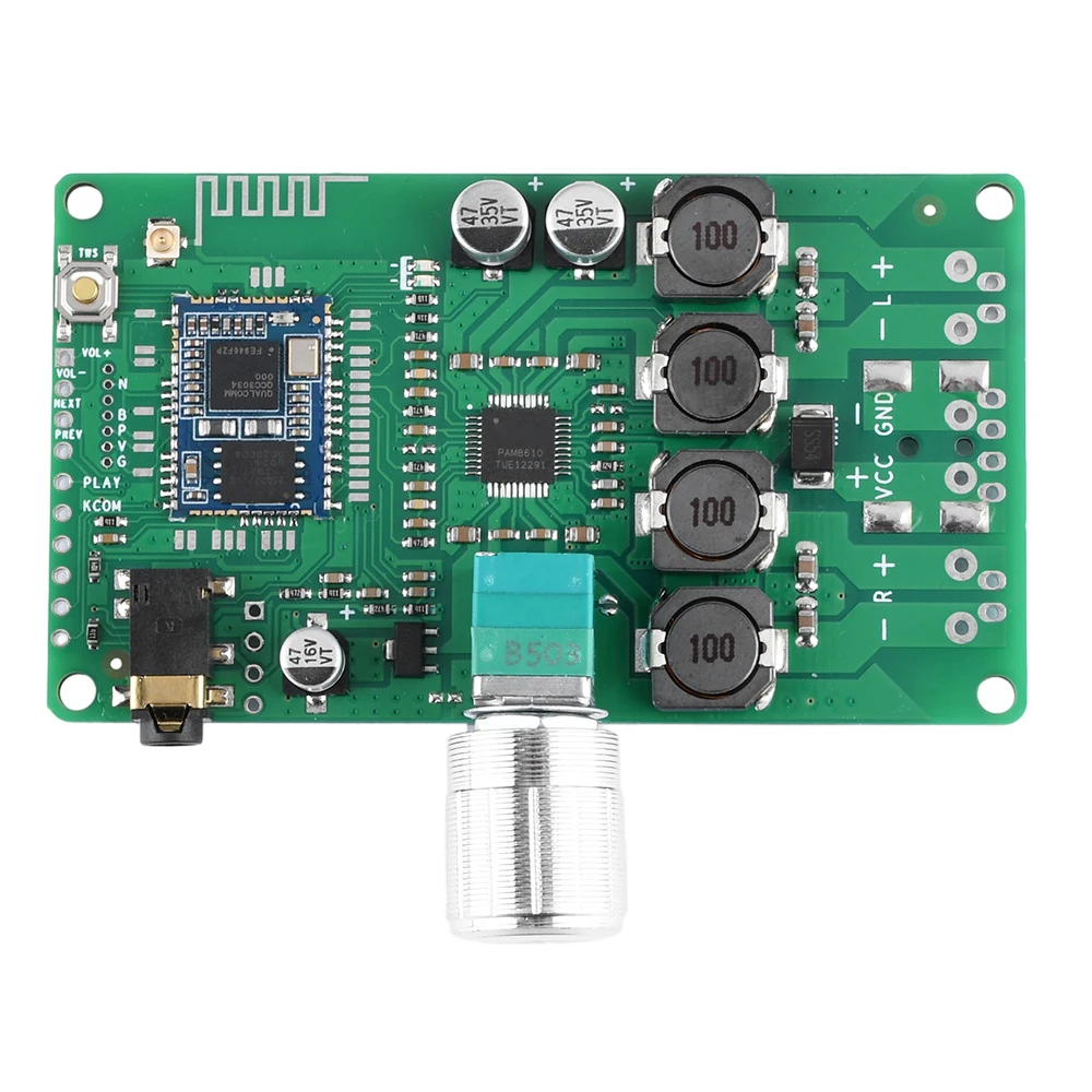

2x10W/20W DC7-15V EQ Bluetooth 5.1 Amplifier Module Wireless Audio Low Latency Speakers Board for Qualcomm QCC3034