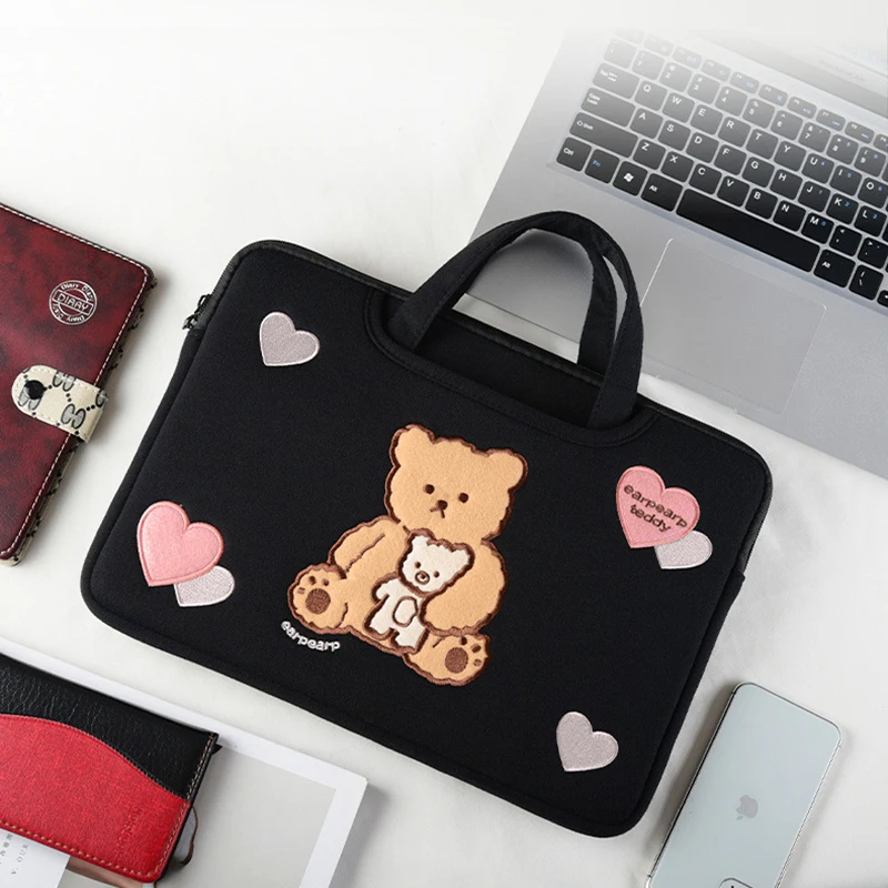 Cute Bear Laptop Bag 11 12 13 14 15.6 Inch Women Sleeve Case 