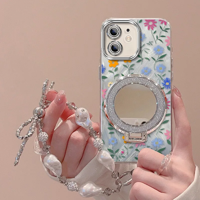 Cute Flower Phone Case Bundle with Lanyard and Stand