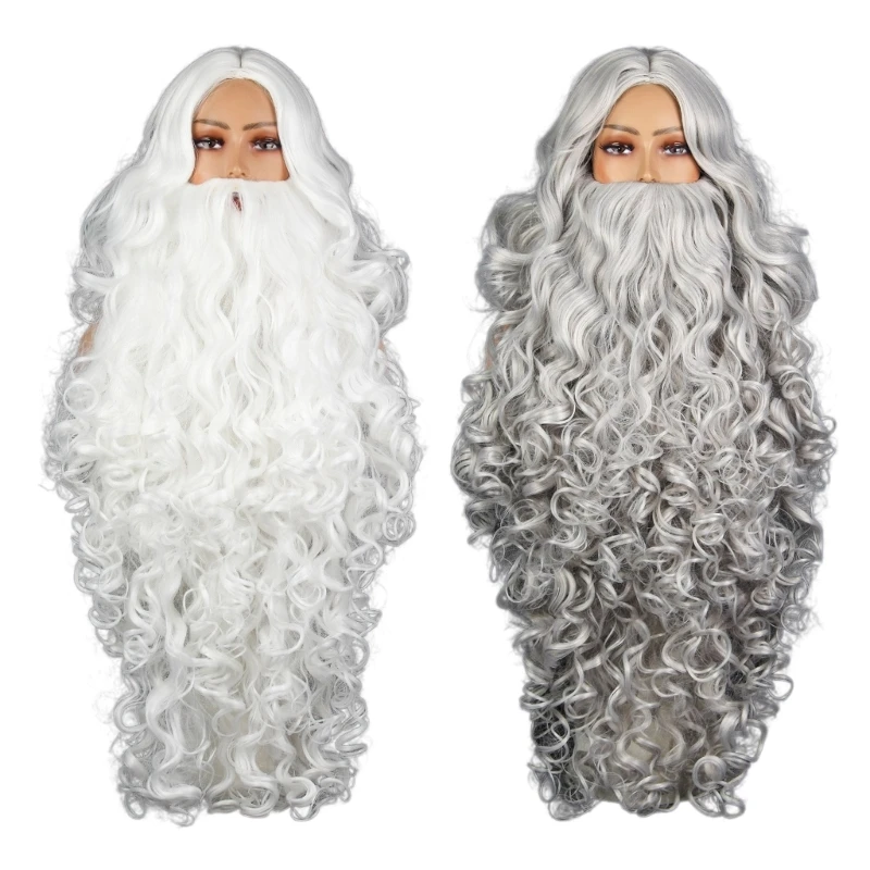 

Santa Beard and Set Deluxe Santa Clauses Hair with Beard Fake Mustache Christmas Clauses Cosplay Costume Accessories